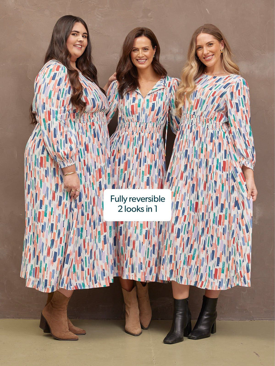 Vera Midi Dress - Brushstroke