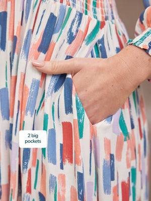 Vera Midi Dress - Brushstroke