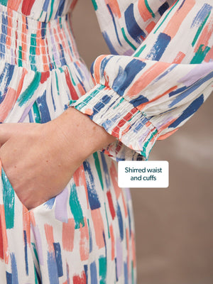 Vera Midi Dress - Brushstroke