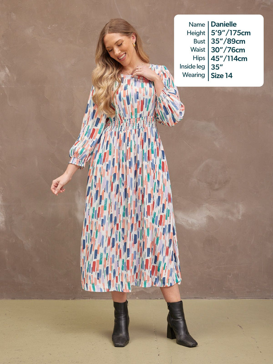 Vera Midi Dress - Brushstroke