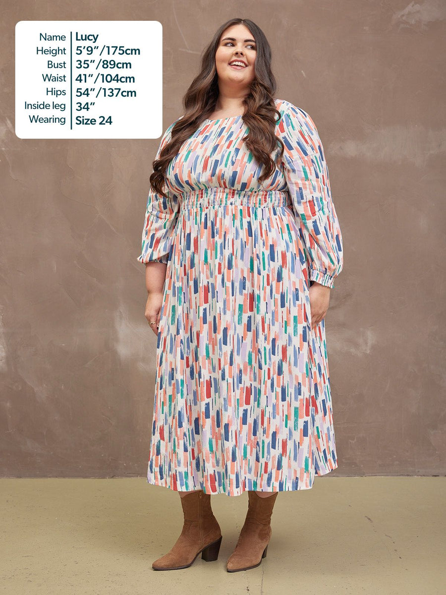 Vera Midi Dress - Brushstroke