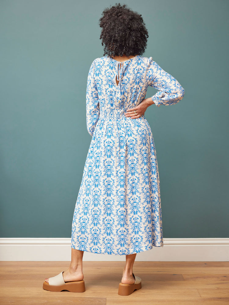 Vera Ditsy Blue Midi Dress