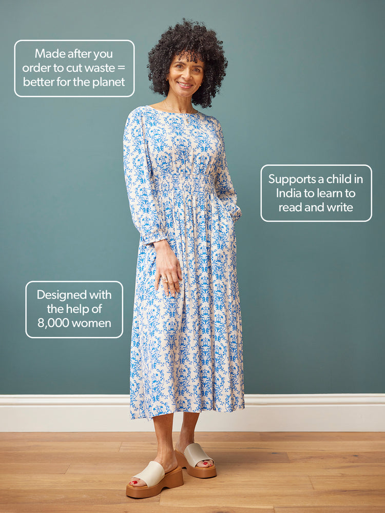 Vera Ditsy Blue Midi Dress