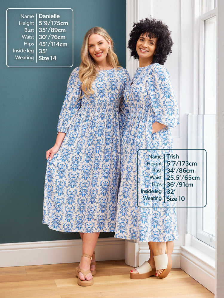 Vera Ditsy Blue Midi Dress