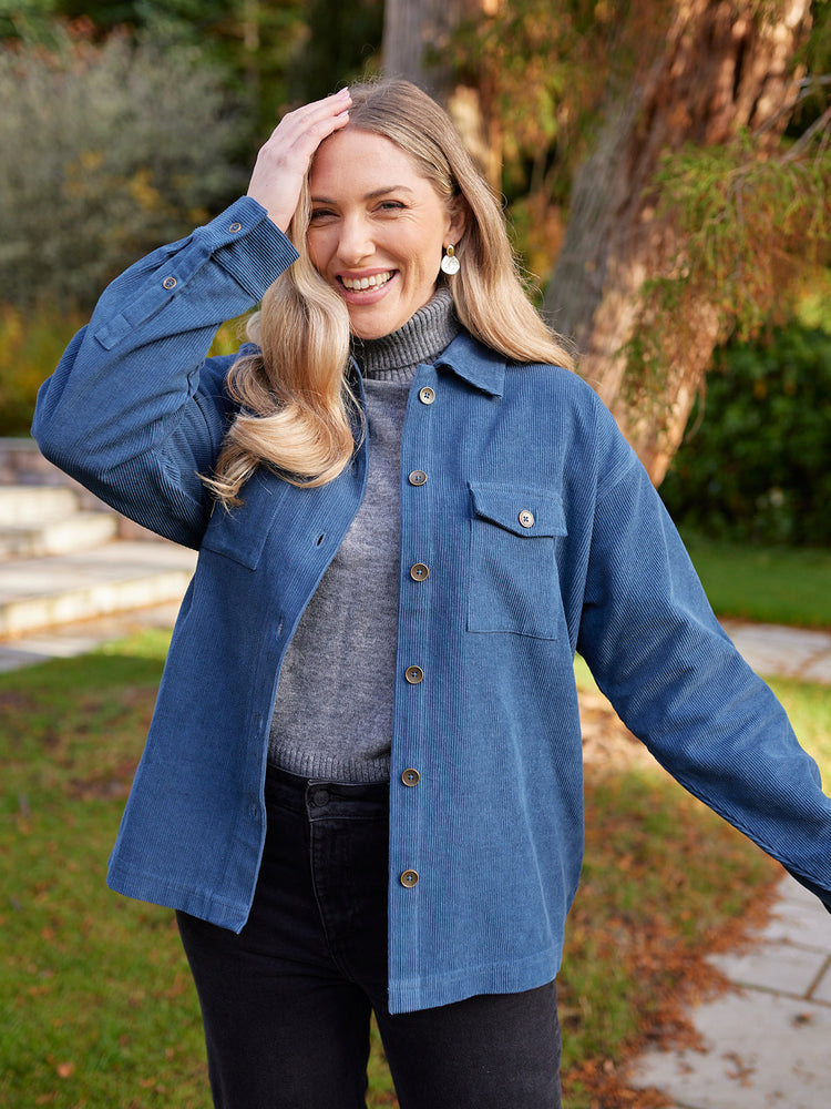 Yasmynn - Cord Shacket - Blue