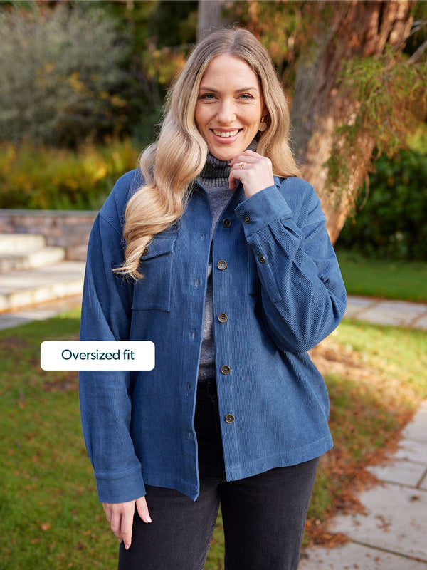 Yasmynn - Cord Shacket - Blue