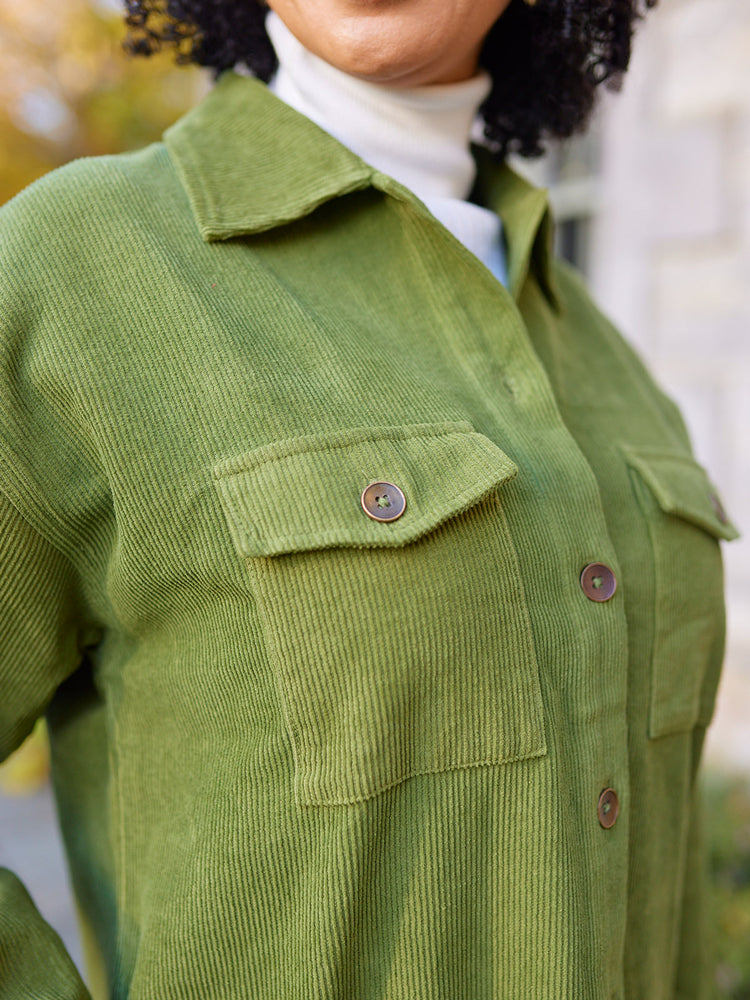 Yasmynn - Cord Shacket - Green