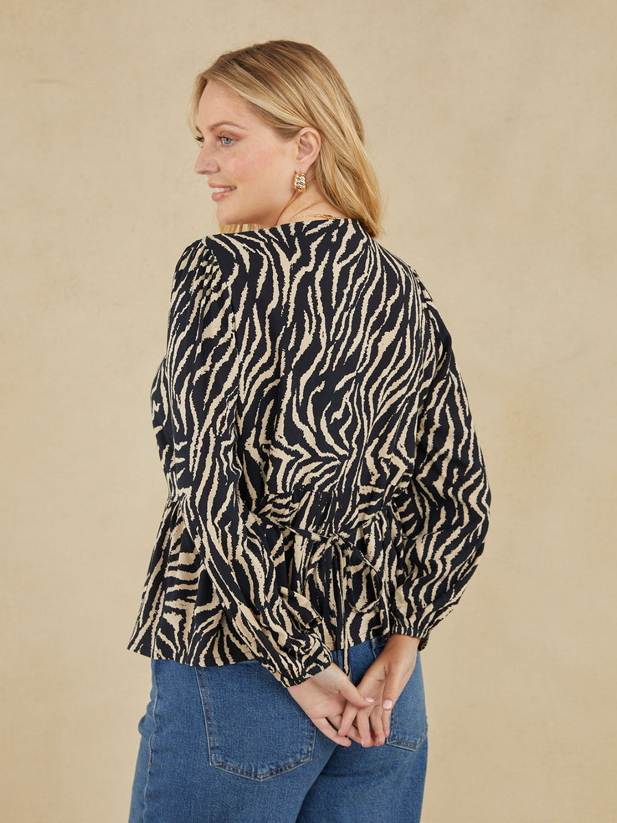 Carol - Peplum Blouse - Zebra Print