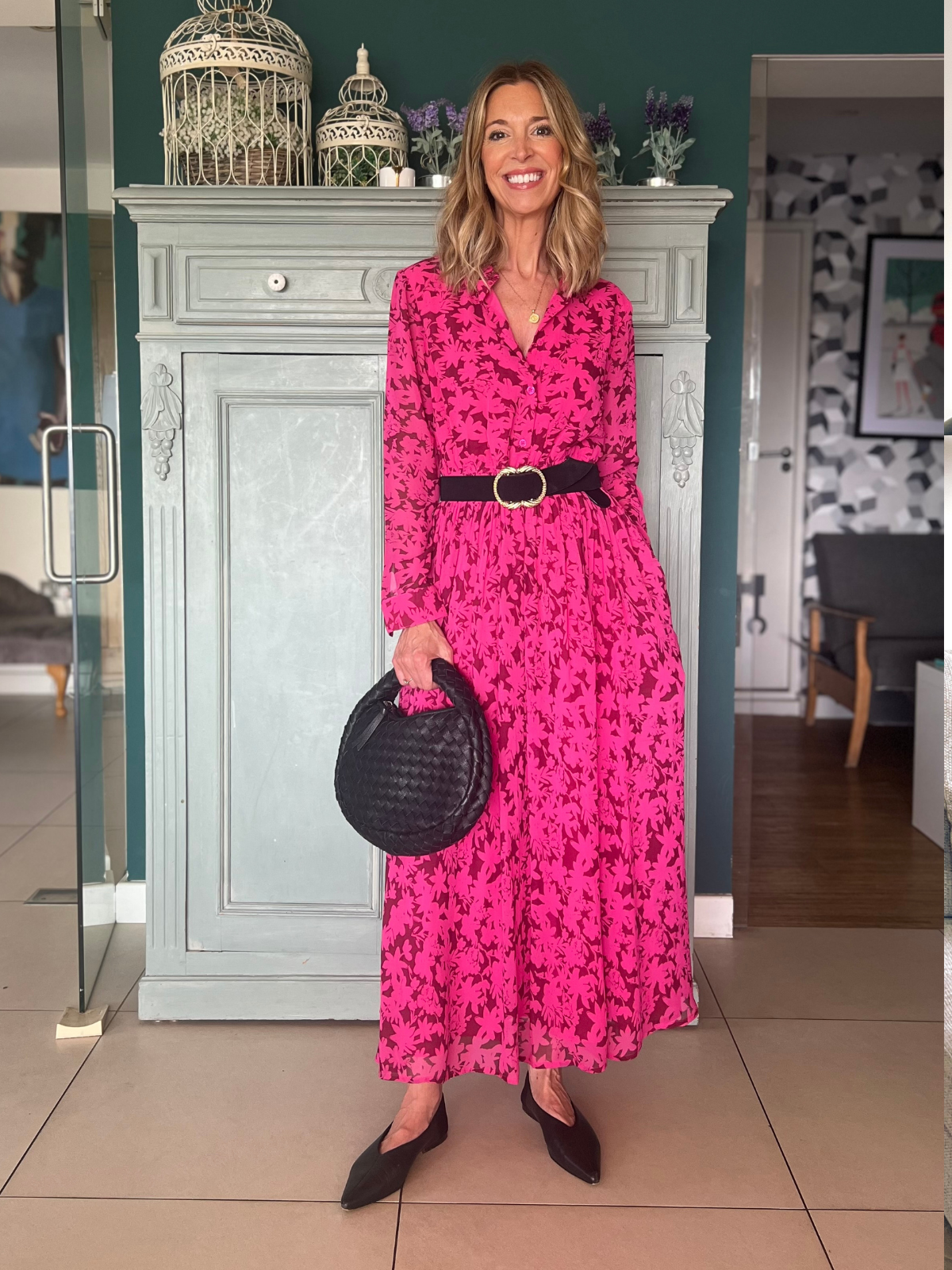 Floral shirt midi dress sales