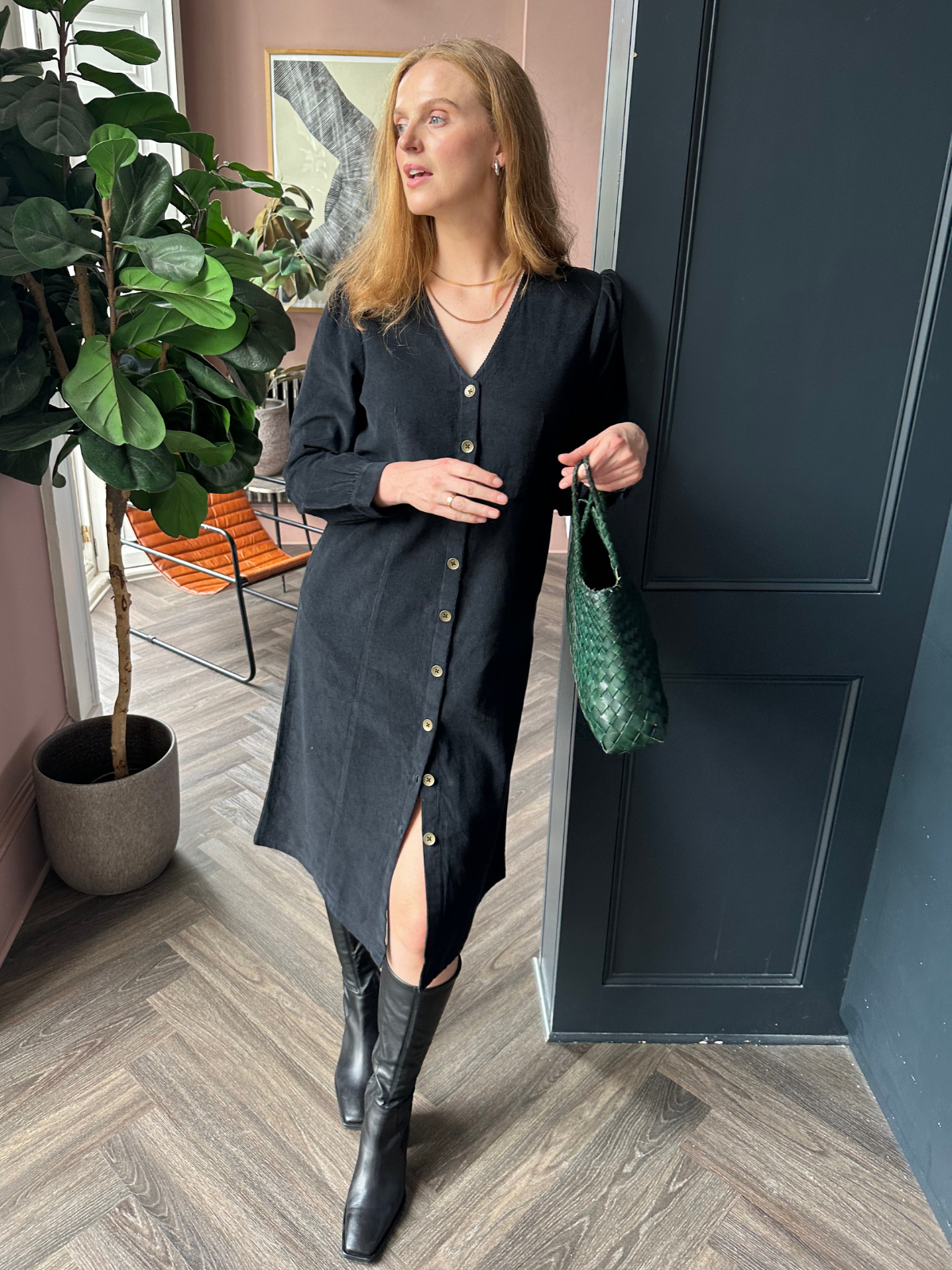 black cord dress Buy Roman Black Corduroy Button Through Midi Dress from Next USA