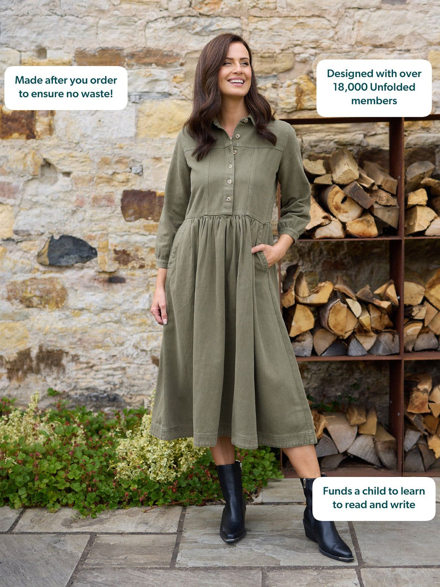 Daisie Shirt Dress - Khaki