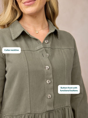 Daisie Shirt Dress - Khaki
