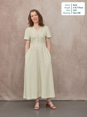 Diana Stripe Dress - Green & White