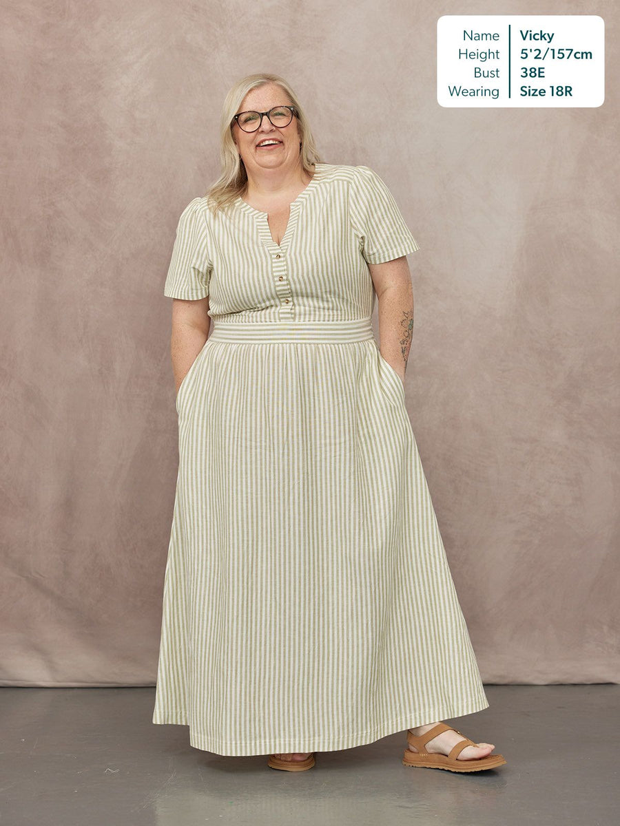 Diana Stripe Dress - Green & White