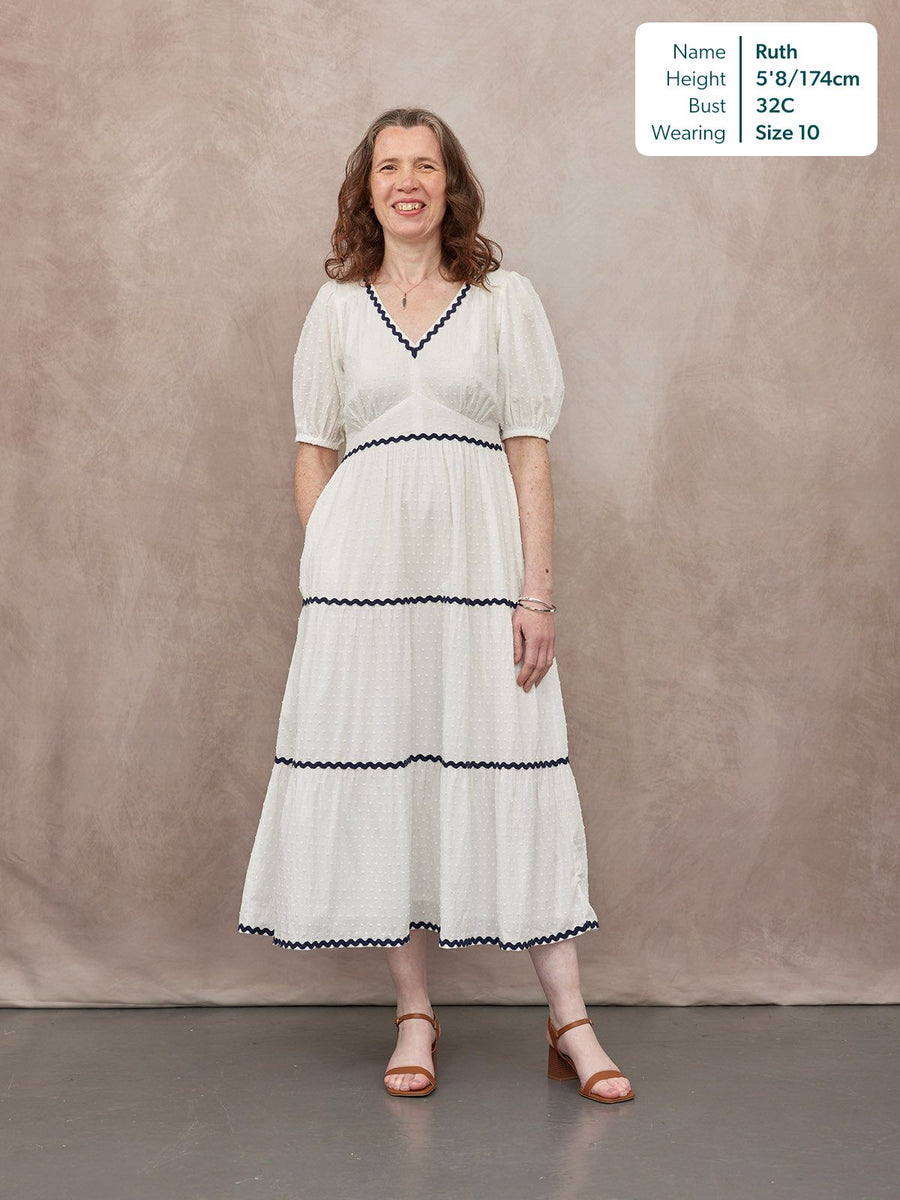 Nelly Ric Rac Dress - White & Navy
