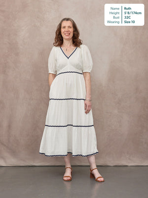Nelly Ric Rac Dress - White & Navy