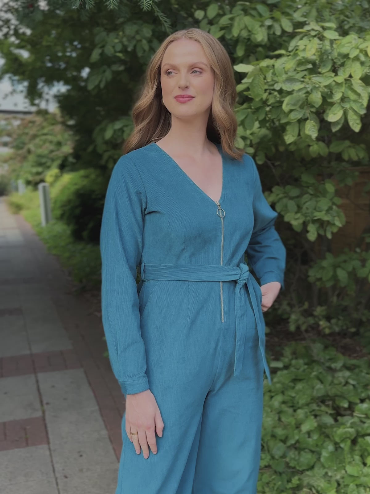 Maci - Cord Zip Jumpsuit - Teal – This is Unfolded