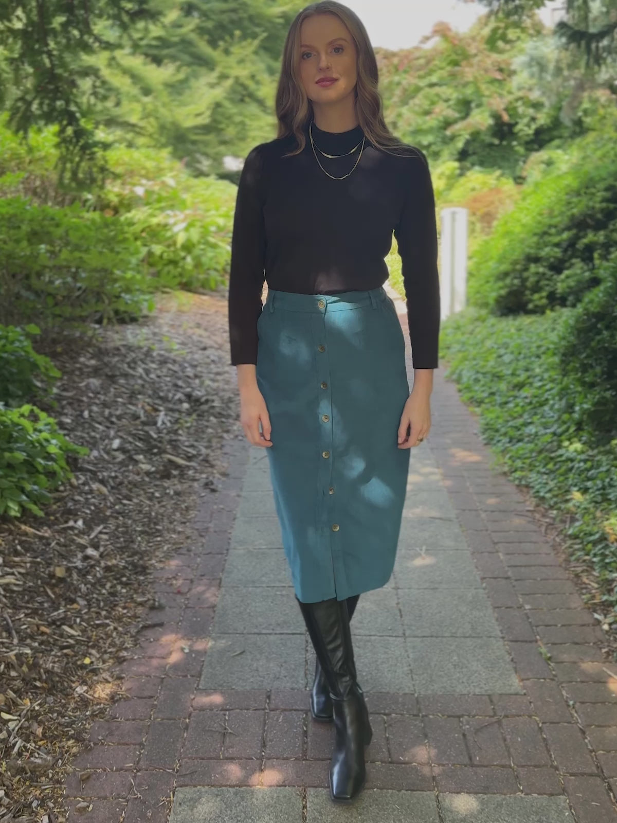 Roxy - Cord Midi Skirt - Teal – This is Unfolded