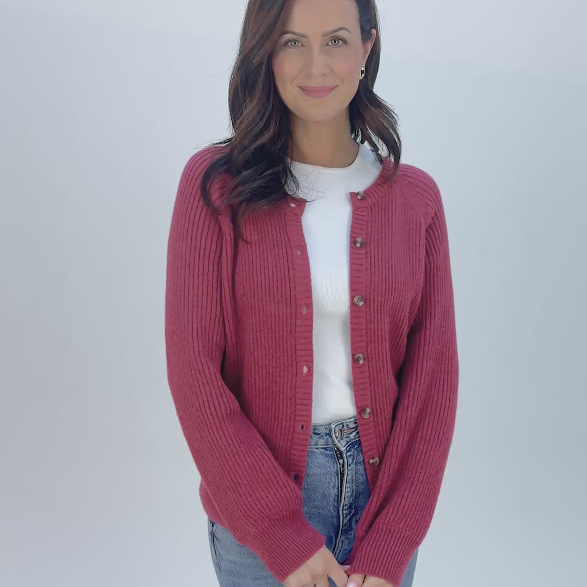 Margot Lambswool Rib Cardigan - Raspberry Pink – This is Unfolded