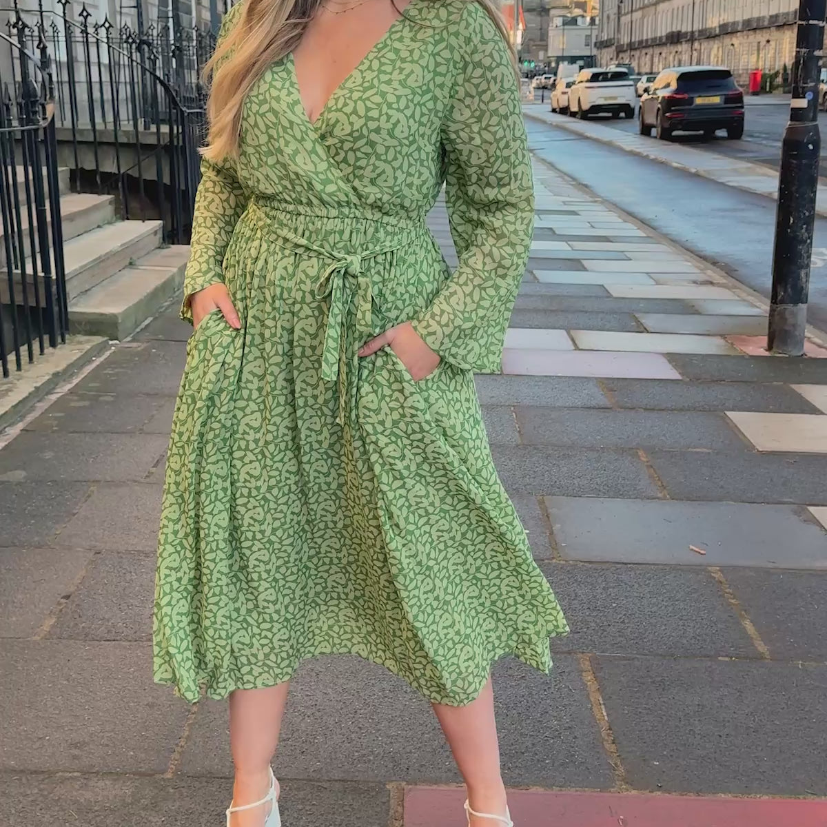 Eldora Frilled Hem Leaf Print Dress main image 0