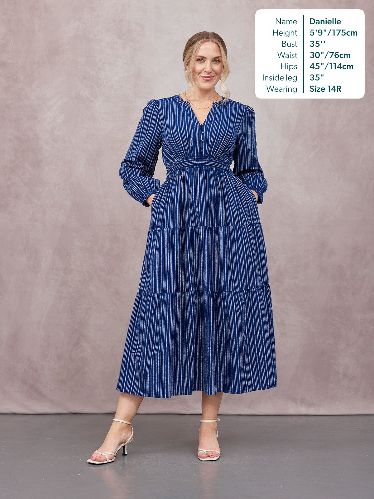 Alicia Long Sleeve Tiered Stripe Dress - Navy & White – This is