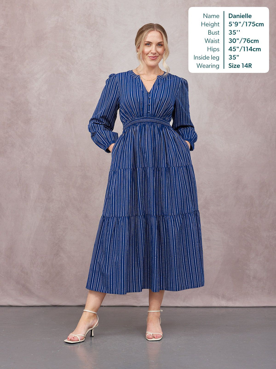 Alicia Long Sleeve Tiered Stripe Dress