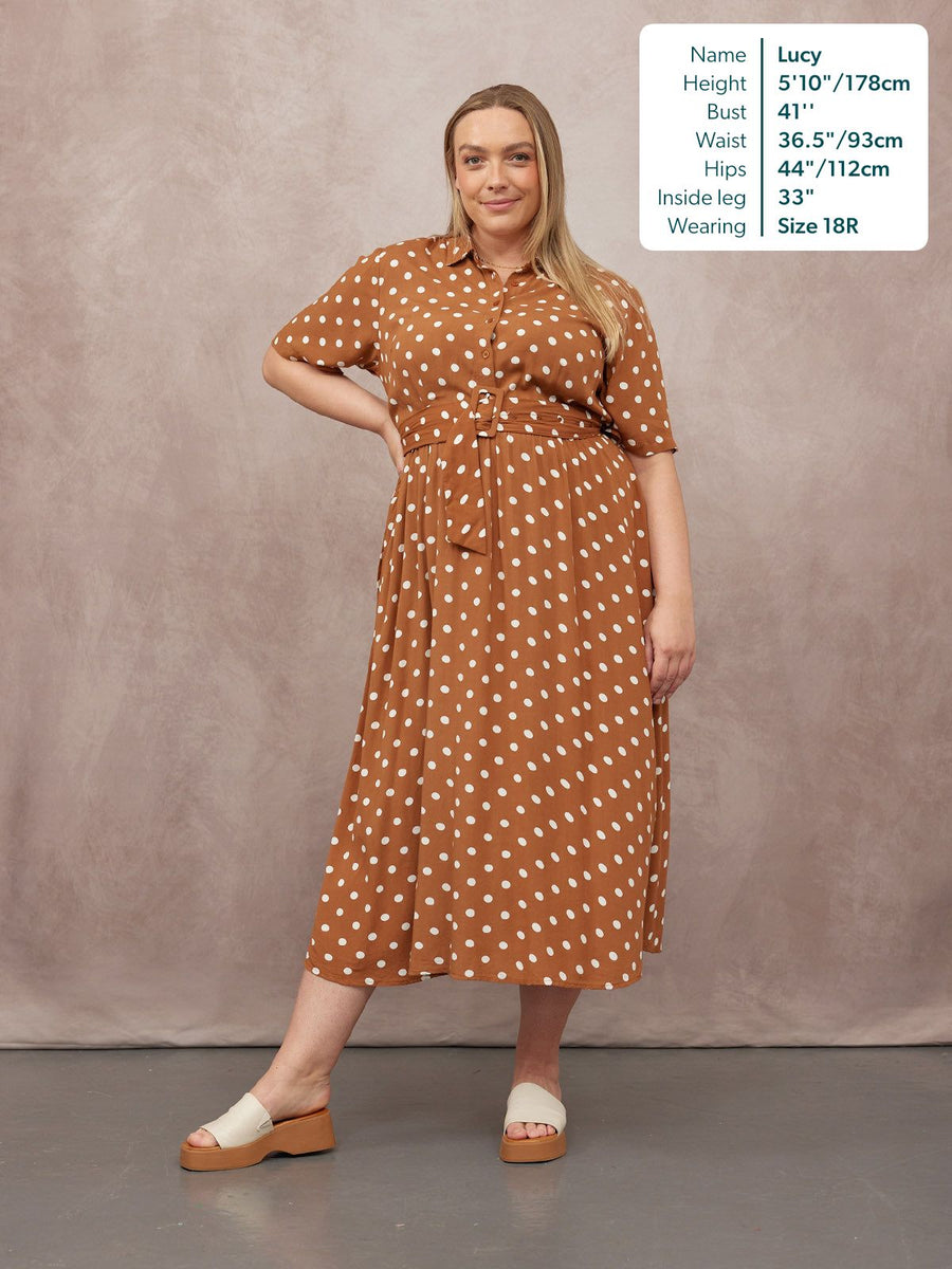 Camilla Shirt Dress - Brown & White Spot Print