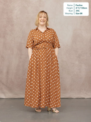 Camilla Shirt Dress - Brown & White Spot Print