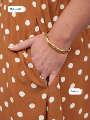 Camilla Shirt Dress - Brown & White Spot Print