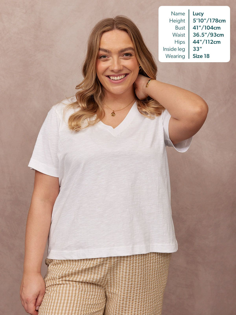 Cathy V-neck Tee - White