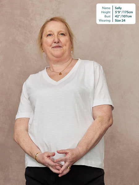Cathy V-neck Tee - White