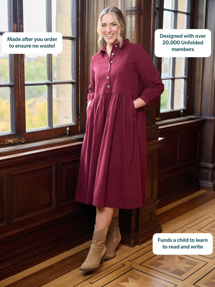 Daisie Shirt Dress - Burgundy