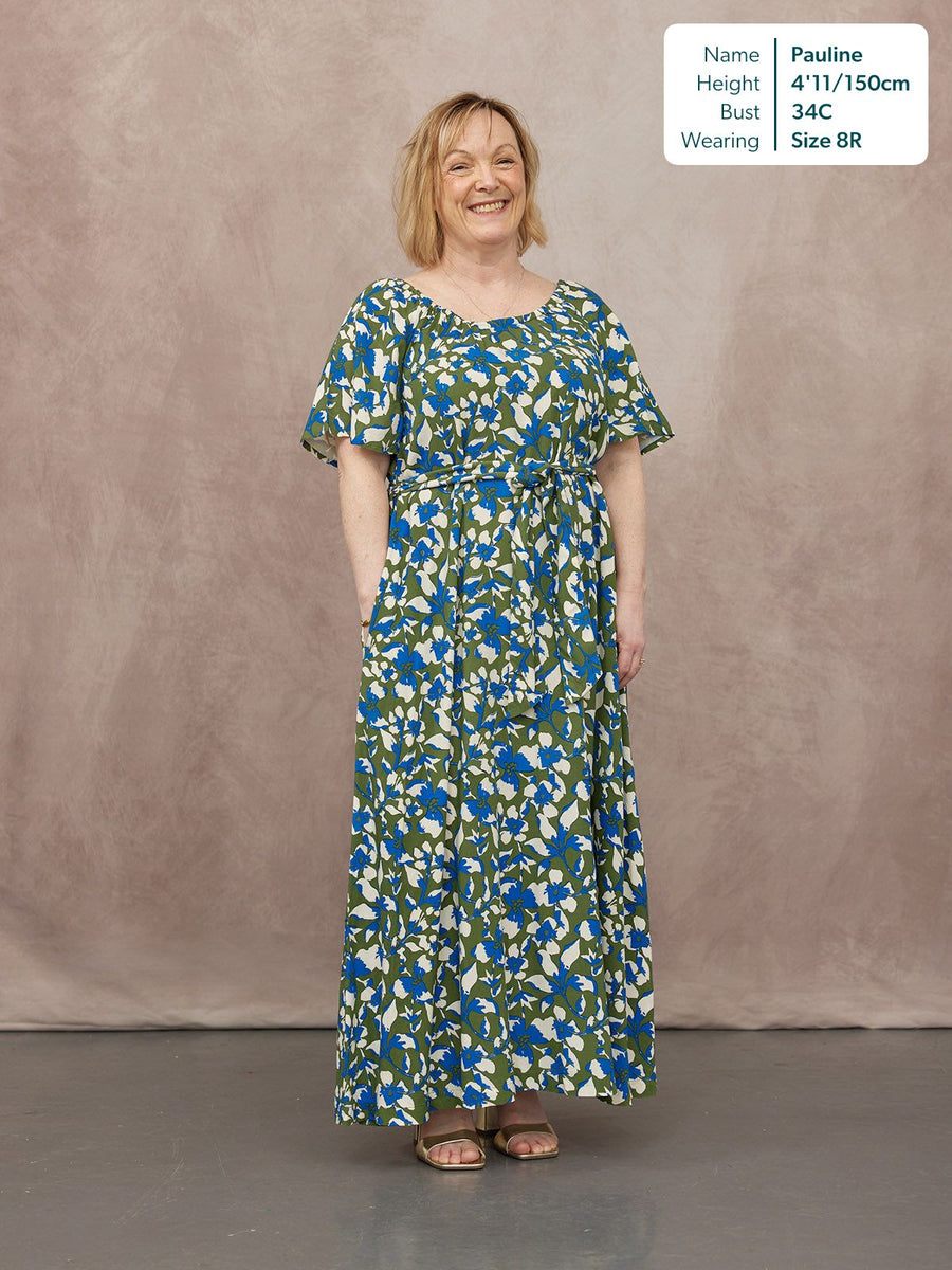 Dia Scoop Neck Dress - Green Floral