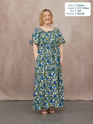 Dia Scoop Neck Dress - Green Floral