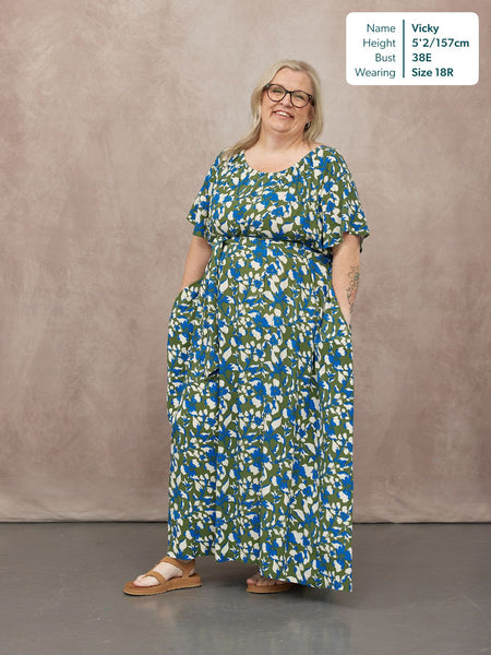 Dia Scoop Neck Dress - Green Floral