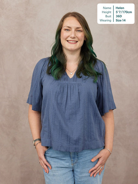Edith Textured Relaxed Top - Blue