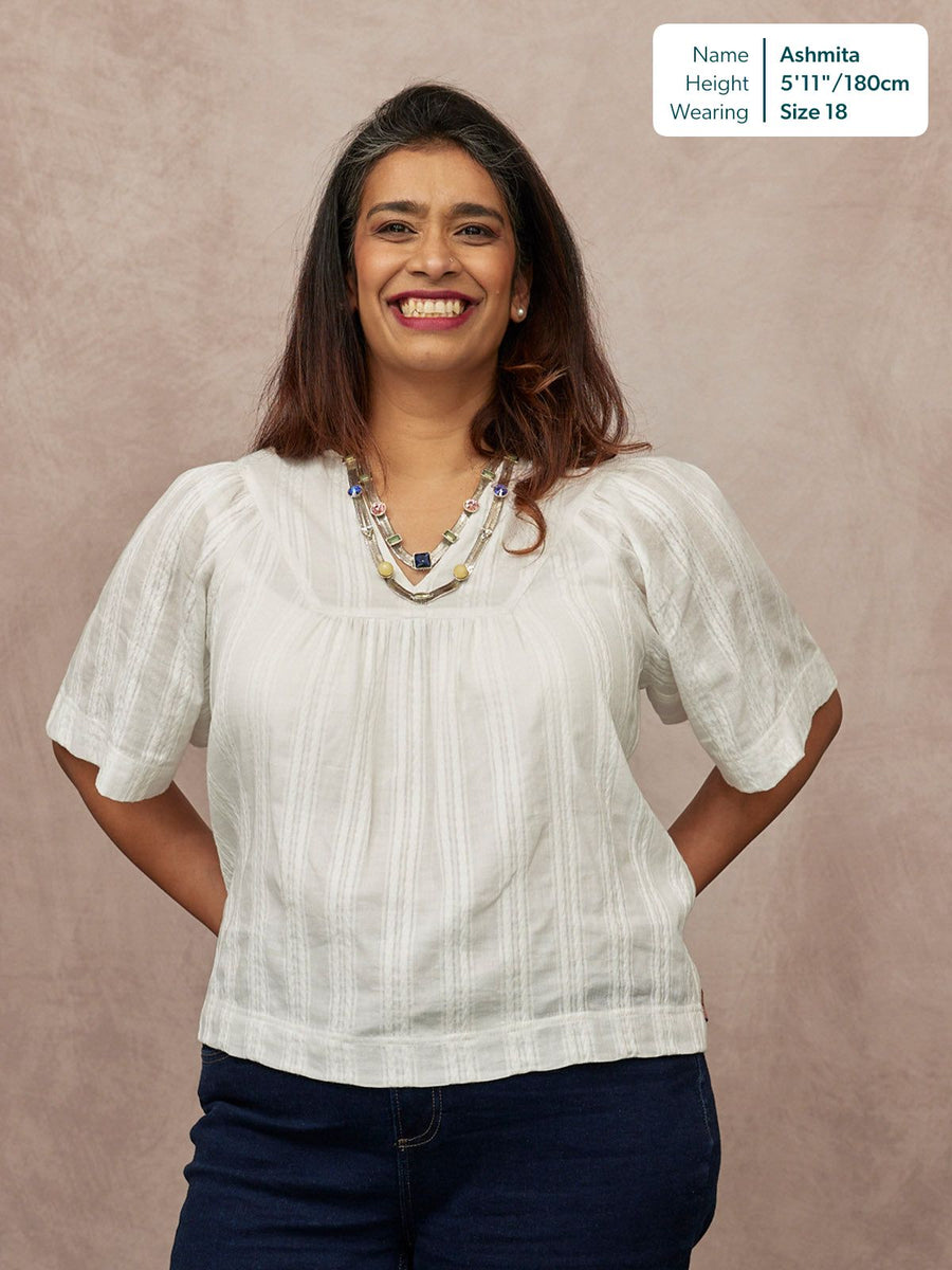 Edith Textured Relaxed Top - White