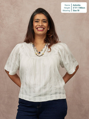 Edith Textured Relaxed Top - White