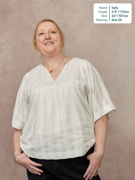 Edith Textured Relaxed Top - White