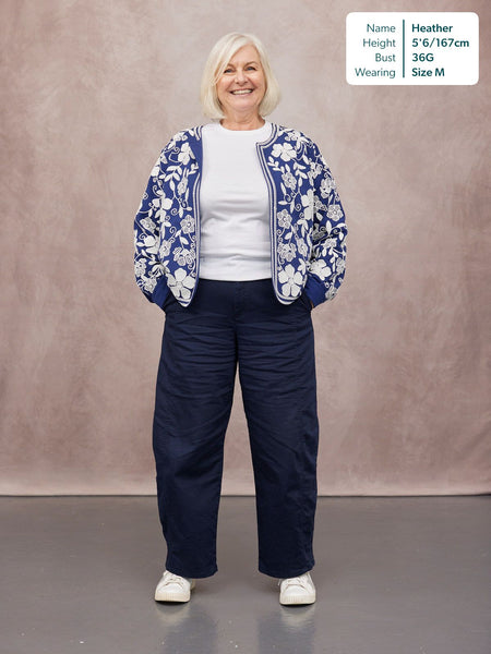 Elaine Embroidered Jacket - Reversible Navy