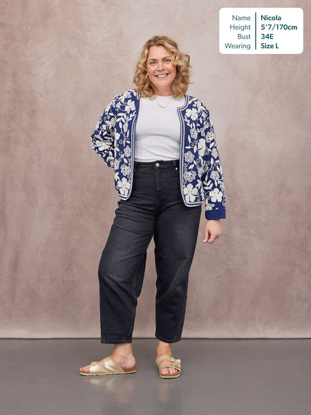 Elaine Embroidered Jacket - Reversible Navy