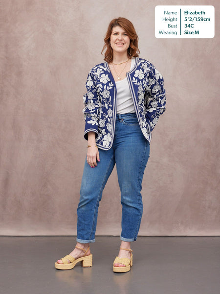 Elaine Embroidered Jacket - Reversible Navy