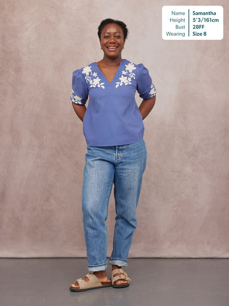 Frankie Embroidered Top - Blue
