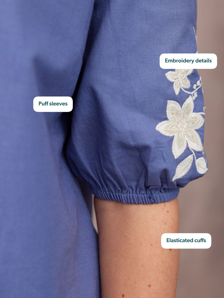 Frankie Embroidered Top - Blue