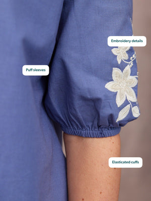 Frankie Embroidered Top - Blue