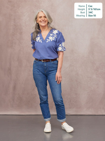 Frankie Embroidered Top - Blue