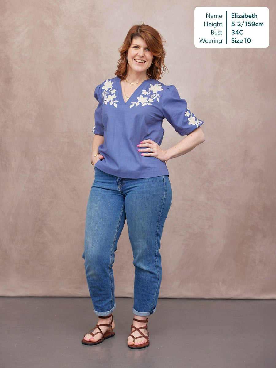 Frankie Embroidered Top - Blue
