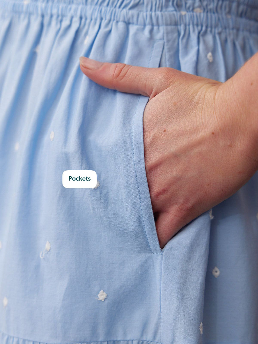 Georgie Cotton Summer Dress - Blue/White