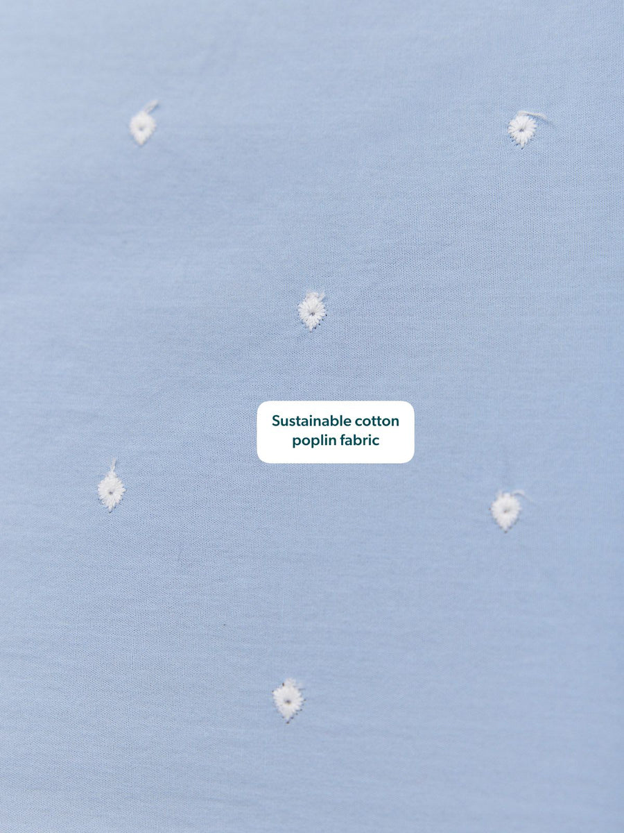 Georgie Cotton Summer Dress - Blue/White