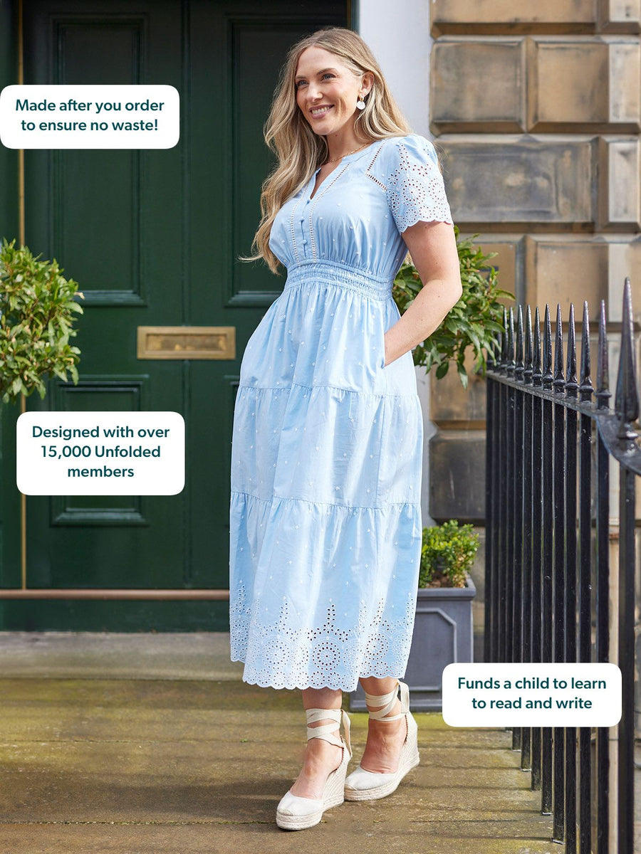 Georgie Cotton Summer Dress - Blue/White This is Unfolded Georgie Cotton Summer Dress - Blue/White This is Unfolded